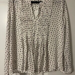 Ann Taylor Cream and Black Patterned Blouse